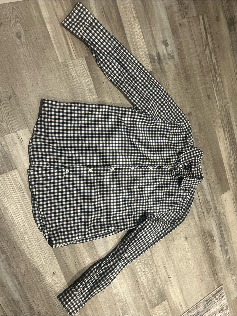 GAP Navy and White Gingham Button-Up Shirt